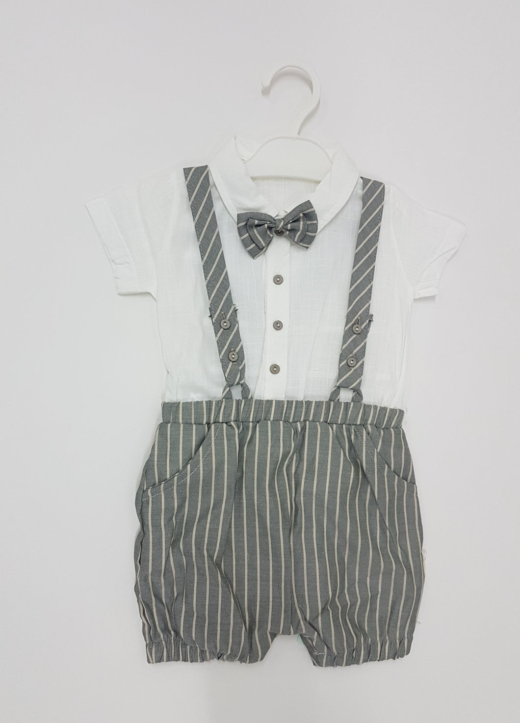 Gentleman Grey Suspender Outfits Suit For Toddler Boy