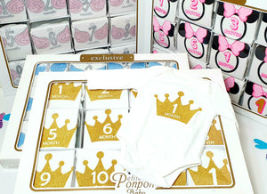 Baby Milestone Set ( 12 pieces ) bodysuit 12 months , تبان اطفال 12 قطعة