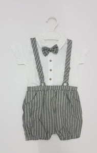 Gentleman Grey Suspender Outfits Suit For Toddler Boy