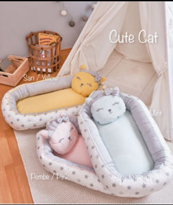 Cute Cat Baby Nest with Pillow - Yellow